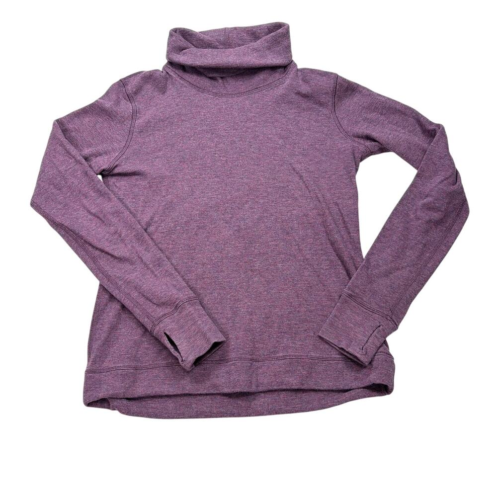 lululemon womens mock neck purple sweatshirt, thumb holes. Size M. athleisure